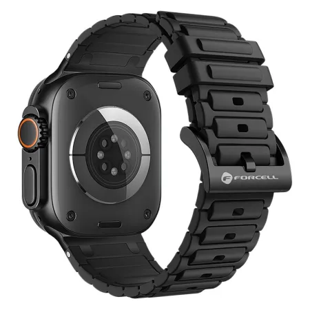 Pasek do Apple Watch Forcell F-Design FA06 dziurki silikon 42 / 44 / 45 / 49 mm czarny