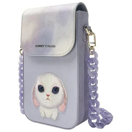 Etui na telefon portfel torebka zewstaw 3w1 Nimmy Big Eyed Pet 2.0 rabbit fioletowe
