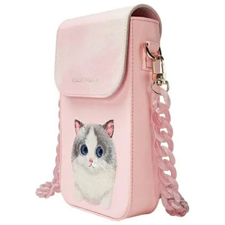 Etui na telefon portfel torebka zewstaw 3w1 Nimmy Big Eyed Pet 2.0 Cat różowe