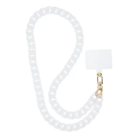 Smycz do telefonu, Zawieszka do telefonu - PANAMA LONG / długość sznura 80cm (40cm w pętli) / na szyję - biały