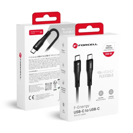 Kabel USB-C do USB-C Forcell F-Energy QC4.0 PD 5A 100W Silicone 1 m C347 czarny