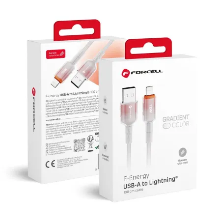 Kabel USB-A do Lightning Forcell F-Energy 2,4A 12W Gradient 1 m C353 biały