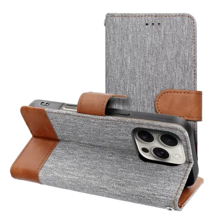 Etui z klapką na iPhone 17 AIR Jeans Book szare