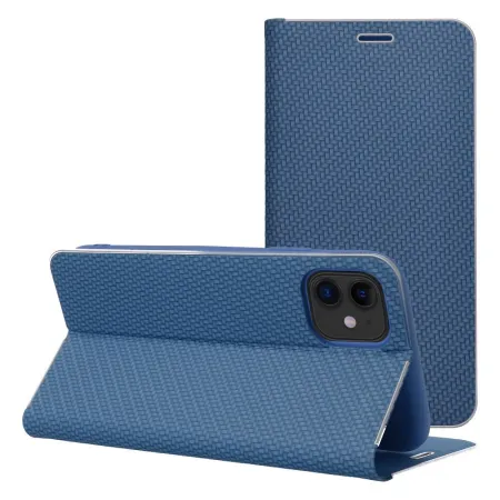 Etui z klapką na iPhone 17 PRO MAX / 18 PRO MAX Luna Book Carbon niebieskie