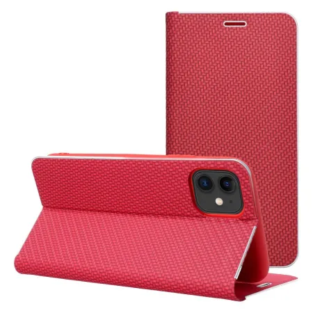 Etui z klapką na iPhone 17 PRO / 18 PRO Luna Book Carbon czerwone
