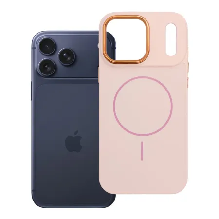 Etui na iPhone 17 Pro Max / 18 Pro Max (low camera edge) Frame Mag Cover zgodne z MagSafe pudrowy róż