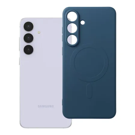 Etui na Samsung S25 FE Silicone Mag Cover zgodne z MagSafe (camera protection) niebieskie