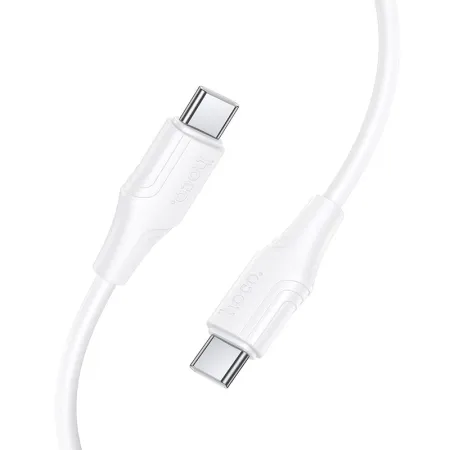 Kabel USB C do USB C Hoco 3A 60W silikonowy 1 m X124 biały