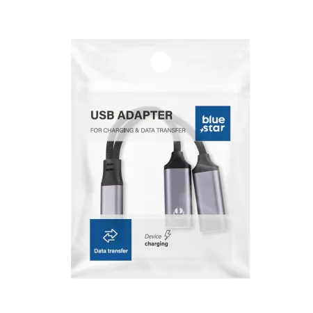 Adapter AUX 2w1 USB-C (męski) do USB-C (żeński) / USB-C (żeński) Blue Star czarny [DAC] - ładowanie do 25W
