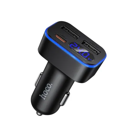 Ładowarka samochodowa Hoco z LCD 2x USB A + 1x USB C QC3.0 PD 42W Z63A czarna