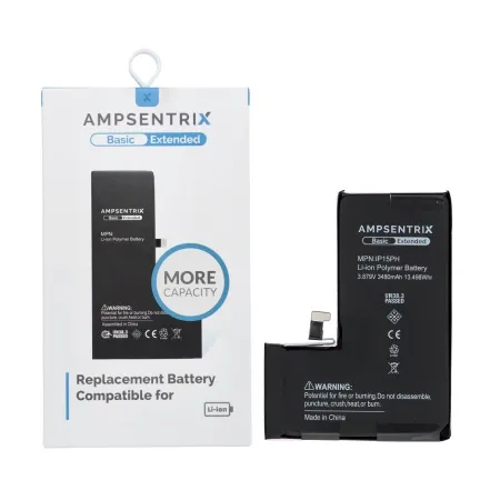 AmpSentrix Basic bateria do iPhone 15 PRO (zwiększona pojemność 3480 mAh)