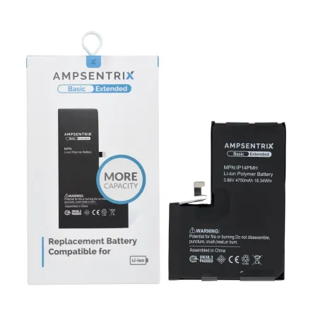AmpSentrix Basic bateria do iPhone 14 Pro Max (zwiększona pojemność 4750 mAh)