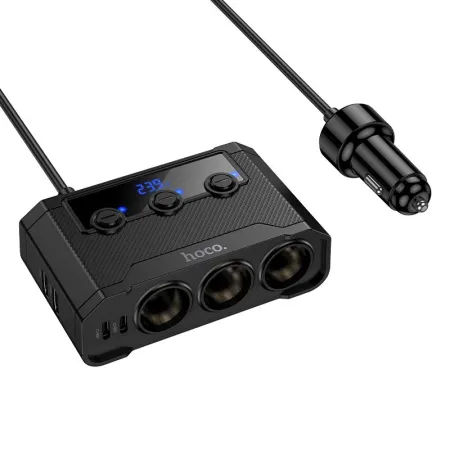 Ładowarka samochodowa Hoco z rozdzielaczem 2xUSB A + 2xUSB C + 3 port zapalniczki QC3.0 PD 240W Z64 czarna
