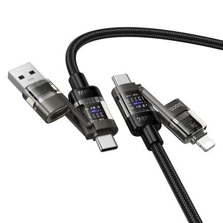 Kabel 4w1 USB A/C do USB C/Lightning Hoco 240W 1,2 m U151 czarny