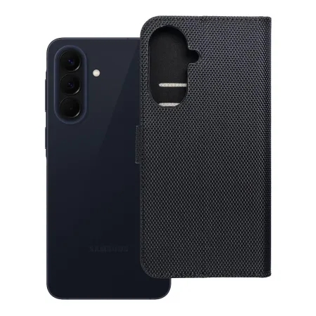 Etui z klapką na Samsung A57 5G 4Card RFID antykradzieżowe tech fabric czarne