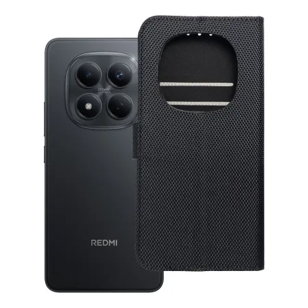 Etui z klapką na Xiaomi Redmi NOTE 15 5G 4Card RFID antykradzieżowe tech fabric czarne