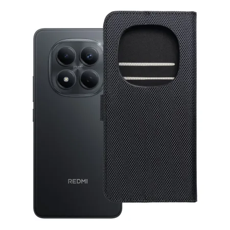Etui z klapką na Xiaomi Redmi NOTE 15 PRO PLUS 5G 4Card RFID antykradzieżowe tech fabric czarne