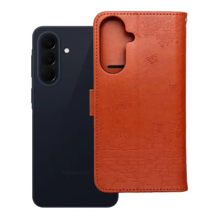 Etui z klapką na Samsung A57 5G Mezzo Book koty brązowy