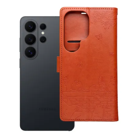 Etui z klapką na Samsung S26 ULTRA Mezzo Book koty brązowe