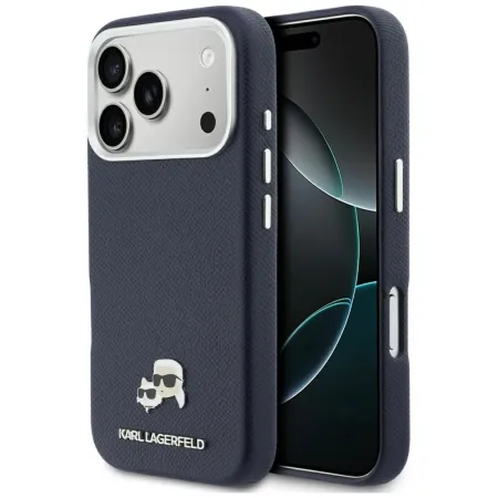 KARL LAGERFELD futerał do IPHONE 17 Pro kompatybilny z MagSafe KLHMP17L6PFKCLB (PU FW W/ K&C Head Pin) niebieski