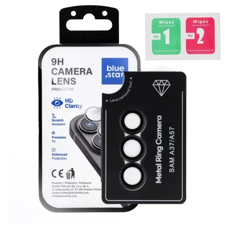 Szkło hartowane na aparat do Samsung A57 Blue Star Easy Install czarne