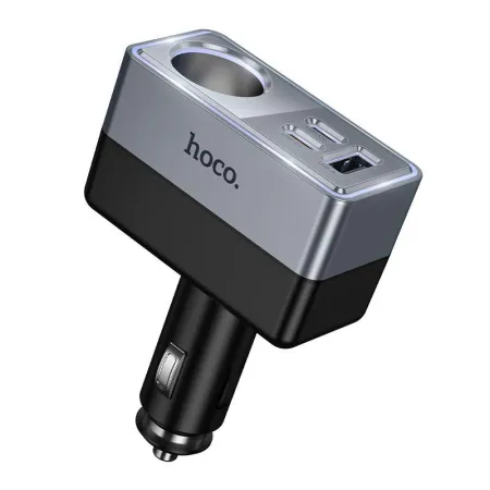 Ładowarka samochodowa Hoco z rozdzielaczem 1xUSB A + 2xUSB C + 1 port zapalniczki QC3.0 PD 165W/24V Z65A czarna