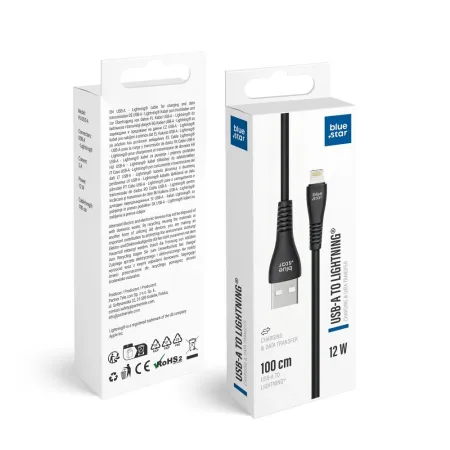 Kabel USB-A do Lightning Blue Star 2A 12W 1 m PJ-DG5-A czarny