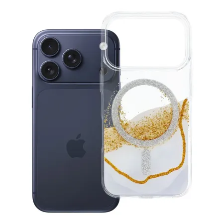 Etui na iPhone 17 Pro / 18 Pro (low camera edge) Golden zgodne z MagSafe białe