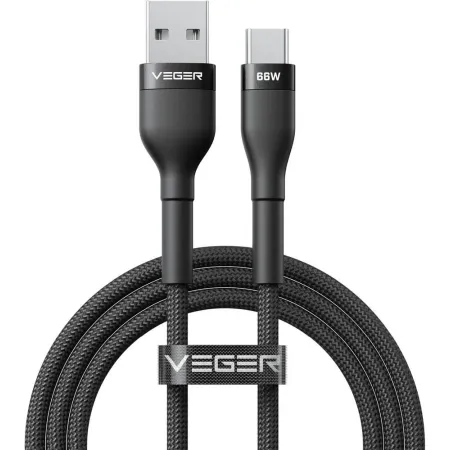 Kabel USB A do Typ C VEGER PD 11V 6A 66W AC04 1,2 m czarny