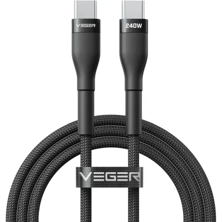 Kabel USB C do USB C VEGER PD 5A 240W 1,5 m CC03 czarny
