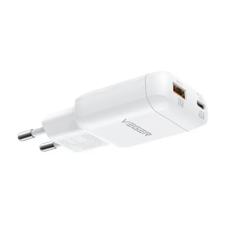 Ładowarka sieciowa do telefonu VEGER USB A + Typ C PD 45W + kabel Typ C do C 100W TR121 biała