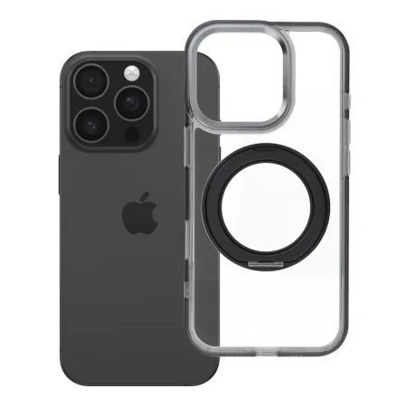 Etui na iPhone 16 PRO Frame Circle Stand zgodne z MagSafe czarne