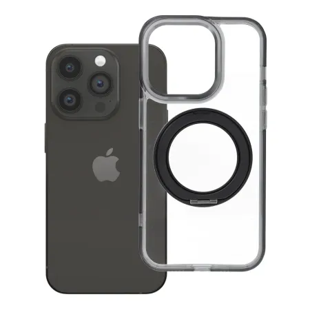Etui na iPhone 14 PRO Frame Circle Stand zgodne z MagSafe czarne
