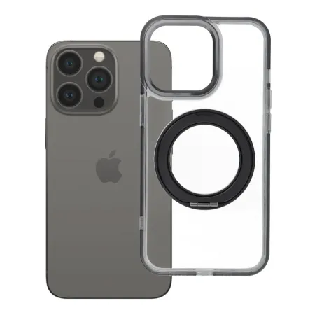 Etui na iPhone 13 PRO Frame Circle Stand zgodne z MagSafe czarne