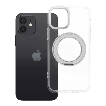 Etui na iPhone 12 Frame Circle Stand zgodne z MagSafe transparentne