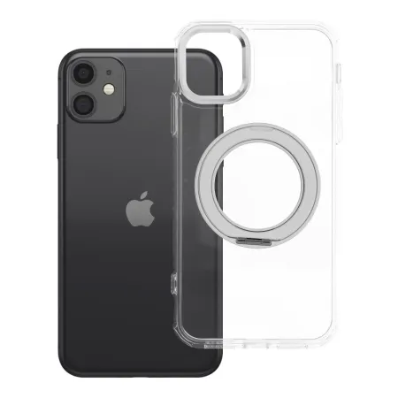 Etui na iPhone 11 Frame Circle Stand zgodne z MagSafe transparentne