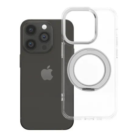 Etui na iPhone 14 PRO Frame Circle Stand zgodne z MagSafe transparentne