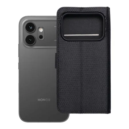 Etui z klapką na Honor 600 4Card RFID antykradzieżowe tech fabric czarne