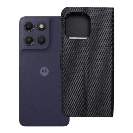 Etui z klapką na Motorola G17 4Card RFID antykradzieżowe tech fabric czarne