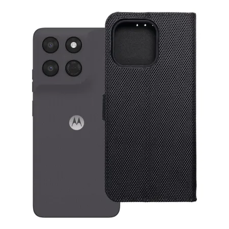 Etui z klapką na Motorola G37 4Card RFID antykradzieżowe tech fabric czarne