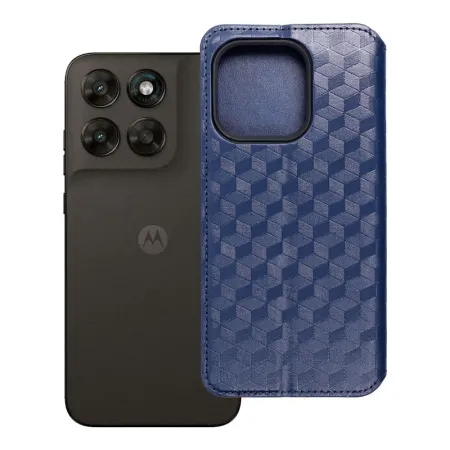 Etui z klapką na Motorola G67 / G77 Cubic Book niebieskie