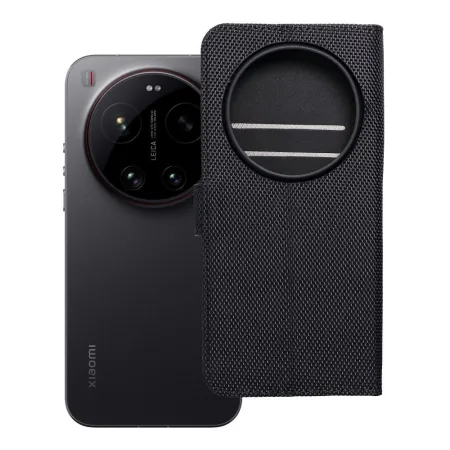 Etui z klapką na Xiaomi 17 ULTRA 4Card RFID antykradzieżowe tech fabric czarne