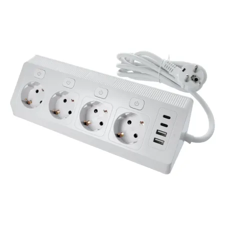Listwa sieciowa z 4 gniazdami max 3680W portami 2x USB A, 2x typ C z kablem zasilającym 2m E42 biała