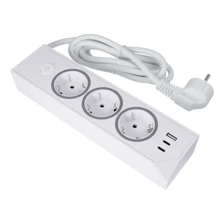 Listwa sieciowa z 3 gniazdami max 3680W portami 1x USB A, 2x typ C 25W z kablem zasilającym 1m5m E59 biała