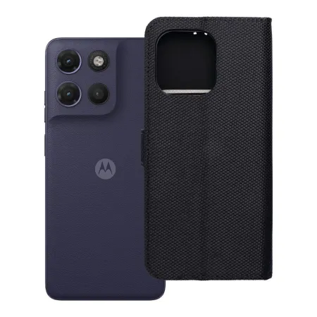 Etui z klapką na Motorola G17 POWER 4Card RFID antykradzieżowe tech fabric czarne