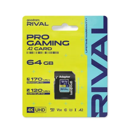GOODRAM RIVAL Karta pamięci microSD 64GB 100MB/s class 10 UHS-I U3 V30 A2 z adapterem SD