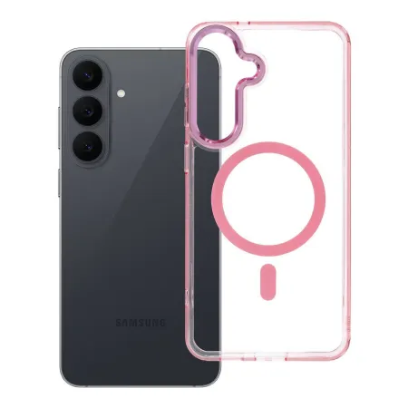 Etui na Samsung S26 FE / S25 FE Frame Clear Hybrid Mag Cover zgodne z MagSafe pudrowy róż