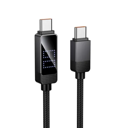Kabel USB C do USB C Hoco 3A 60W z wyświetlaczem Dot Matrix 1 m U154 czarny