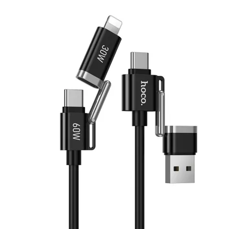 Kabel 4w1 USB A/USB C do USB C/Lightning Hoco 3A 60W 1,2 m U155 czarny