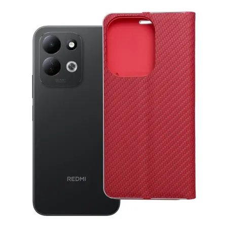 Etui z klapką na Xiaomi Redmi 17 4G / 17 5G EU Luna Book Carbon czerwone